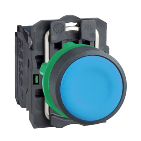 Schneider Electric 22mm Pushbutton; Round; Blue; 1NO; Momentary